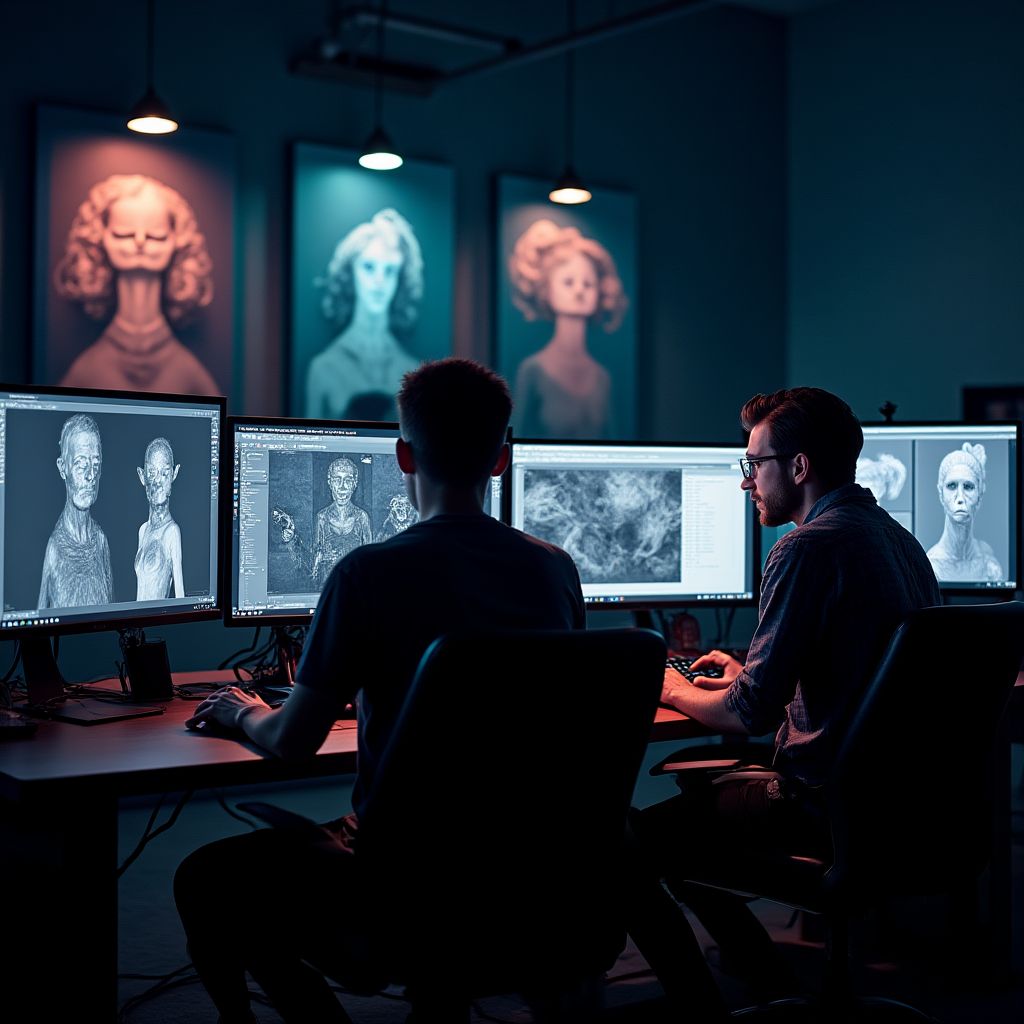 Spelutvecklare som arbetar på 3D-modeller i en kreativ studio i Malmö.