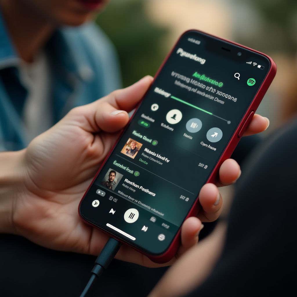 En person som använder en innovativ musikteknikapp på sin smartphone.